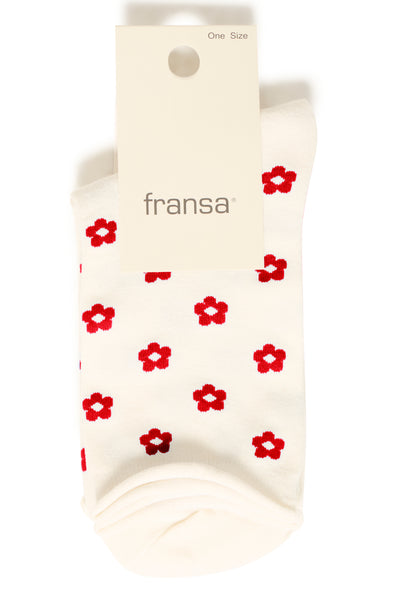 Fransa Sina Socks - Red Polkadot & Floral