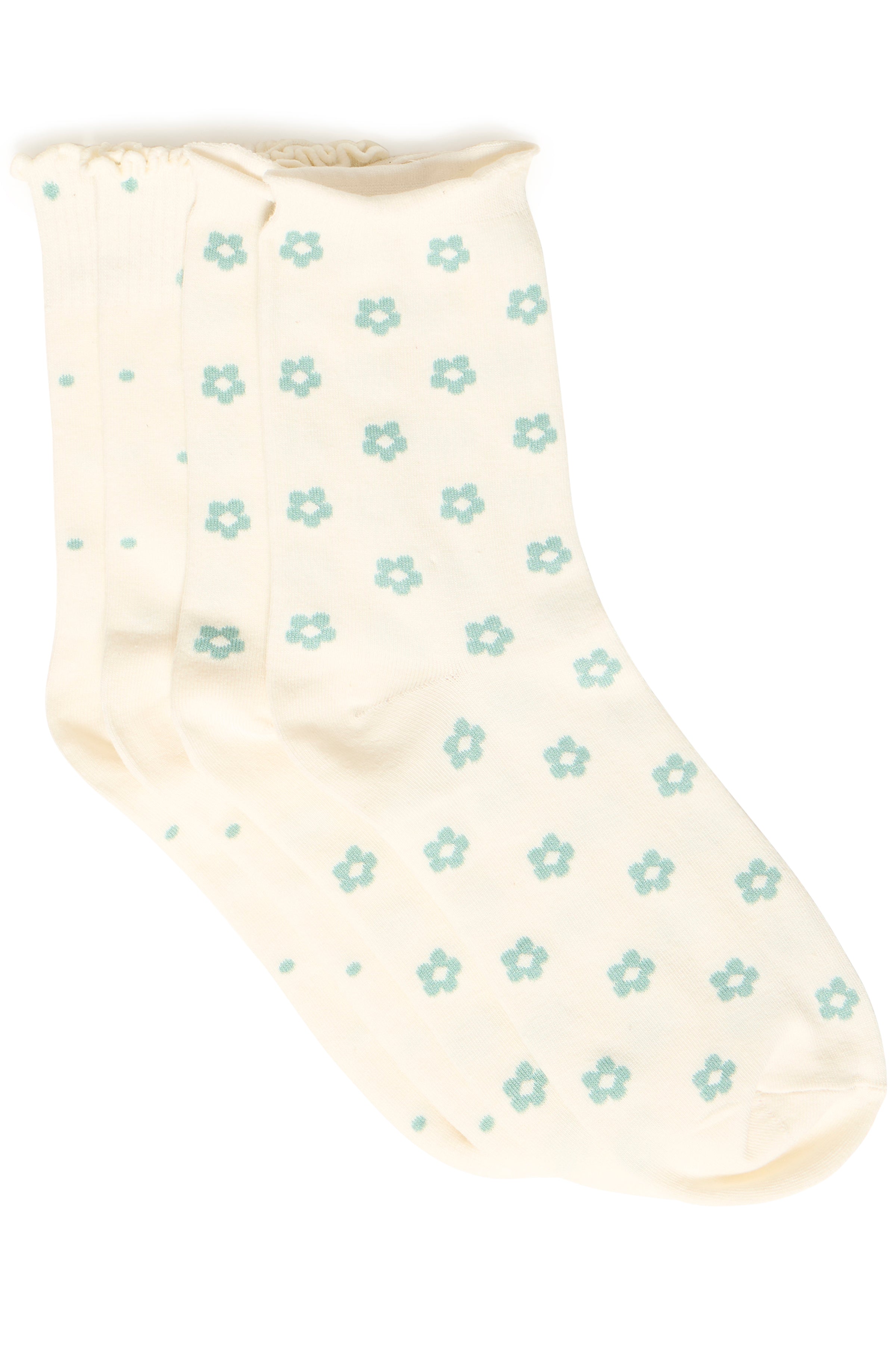 Fransa Sina Socks - Green Polkadot & Floral