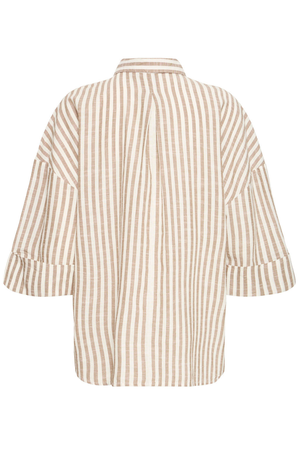 Fransa Hebe Cotton Stripe Slouchy Shirt - Beige