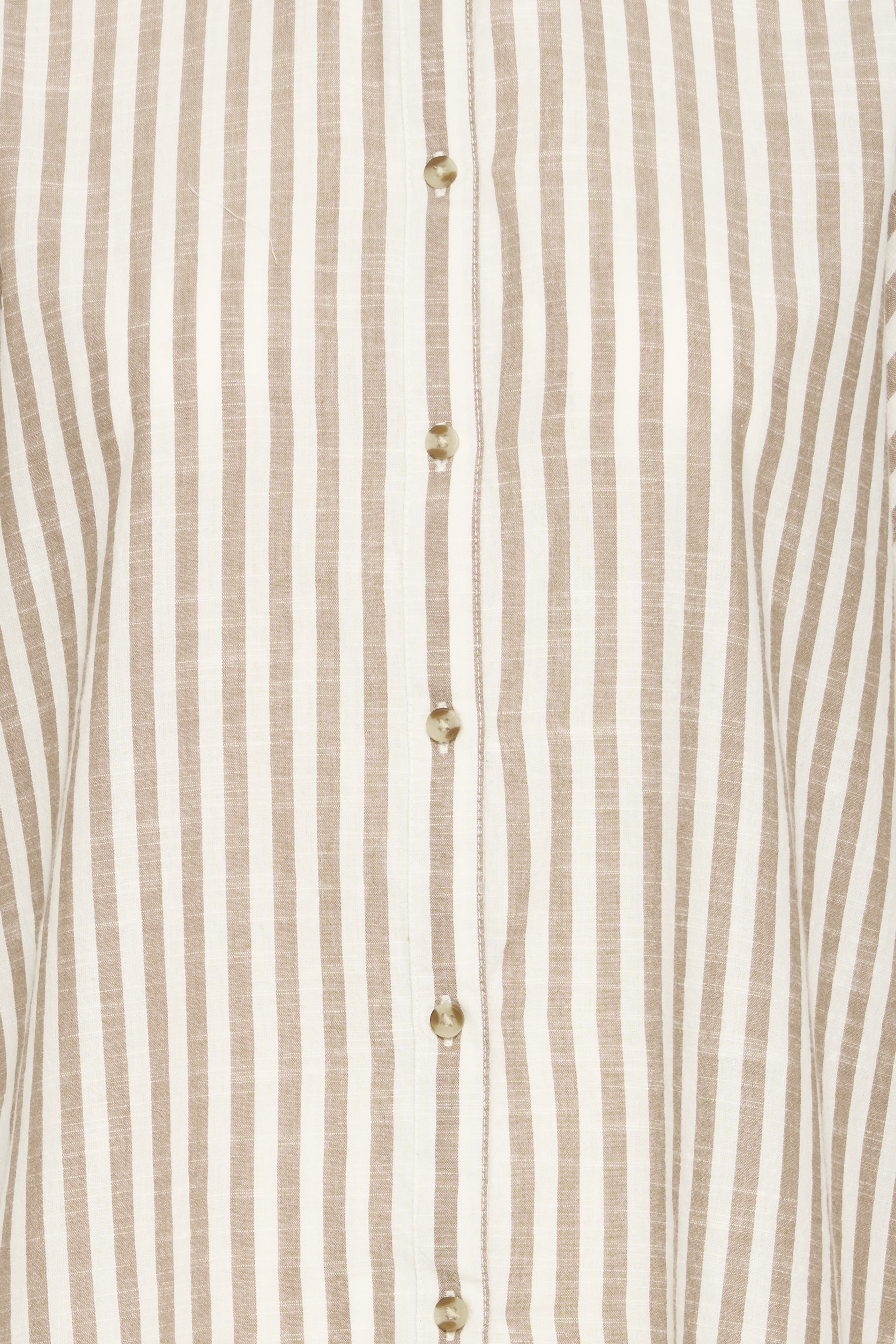 Fransa Hebe Cotton Stripe Slouchy Shirt - Beige