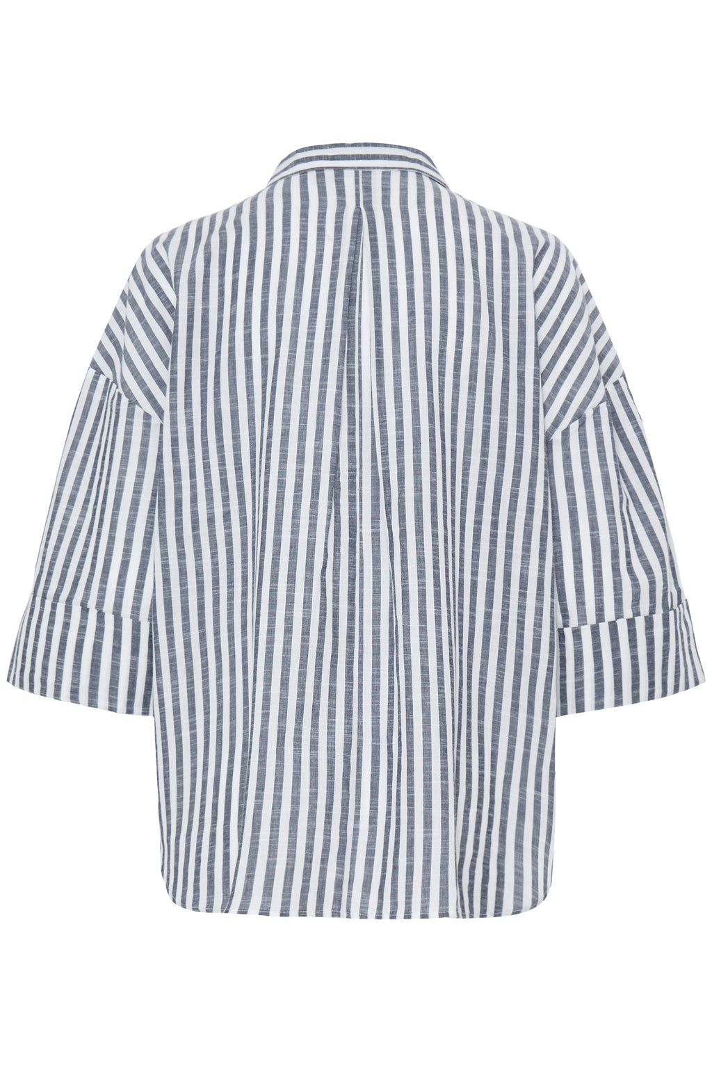 Fransa Hebe Cotton Stripe Slouchy Shirt - Navy
