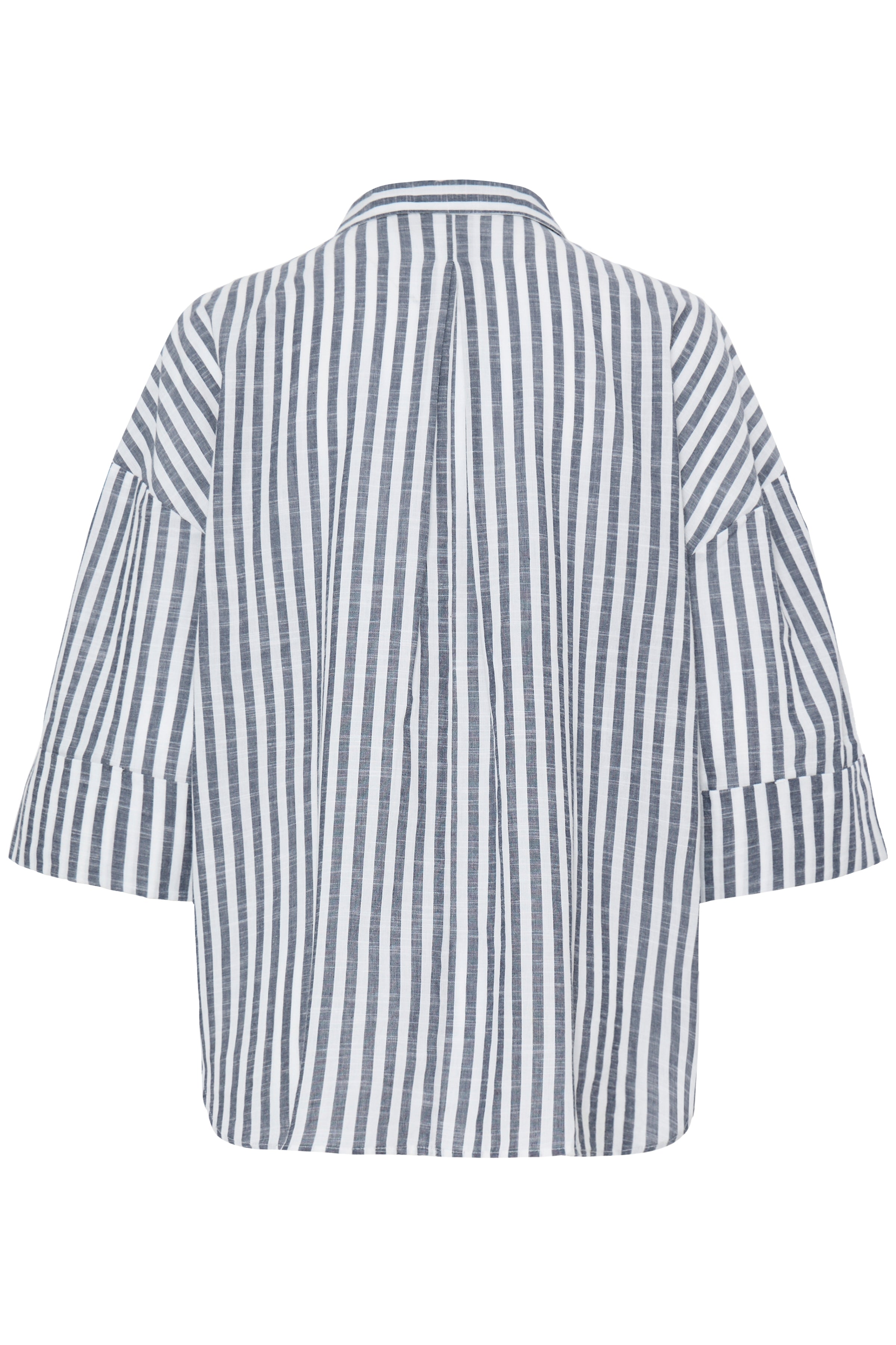 Fransa Hebe Cotton Stripe Slouchy Shirt - Navy