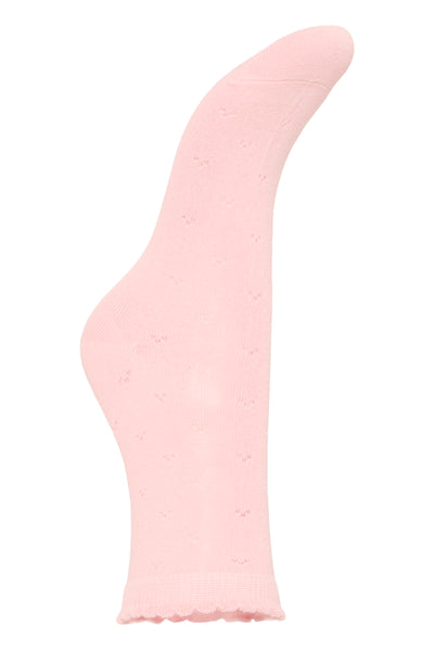 Fransa Rosella Pointelle Socks - Pink & Cream