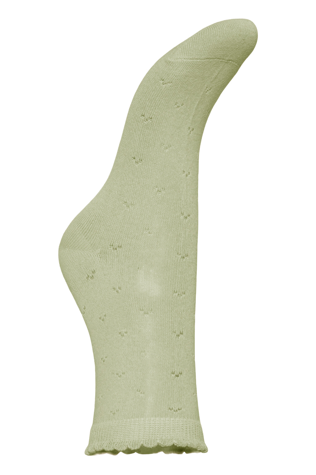 Fransa Rosella Pointelle Socks - Sage & Cream