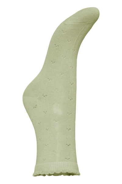 Fransa Rosella Pointelle Socks - Sage & Cream