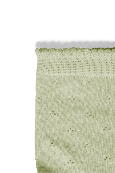 Fransa Rosella Pointelle Socks - Sage & Cream
