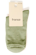 Fransa Rosella Pointelle Socks - Sage & Cream