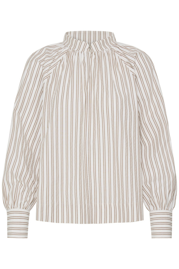 Fransa Zaba High Neck Stripe Blouse