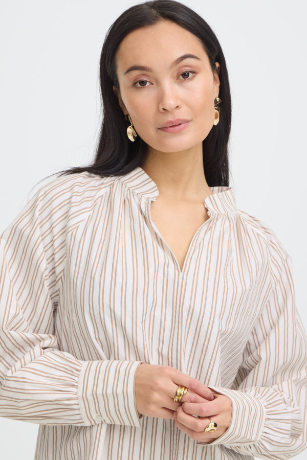 Fransa Zaba High Neck Stripe Blouse