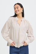 Fransa Zaba High Neck Stripe Blouse