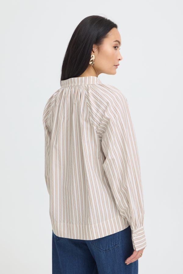 Fransa Zaba High Neck Stripe Blouse