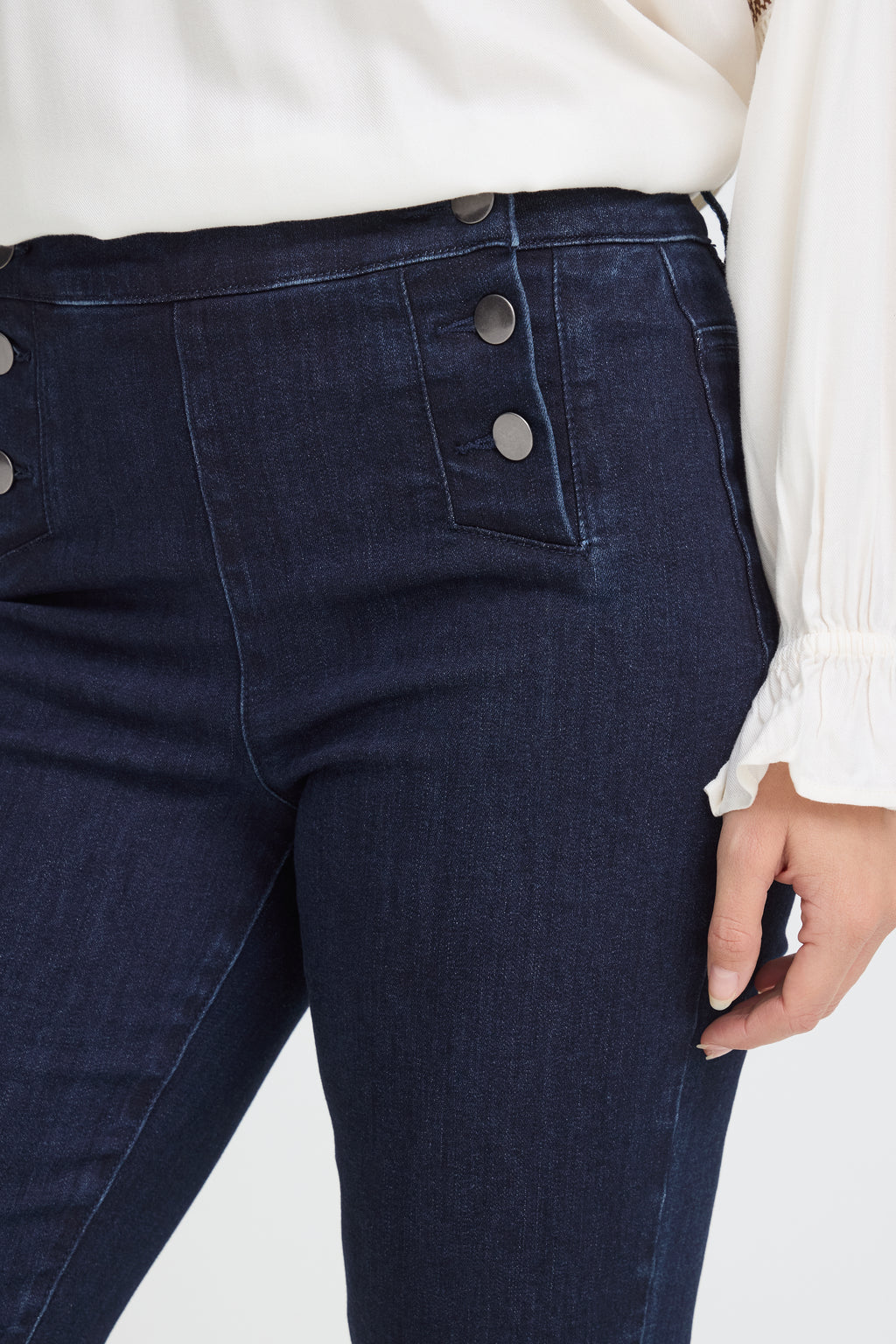 Fransa Lissi Hanna Button Front Slim Straight Jeans