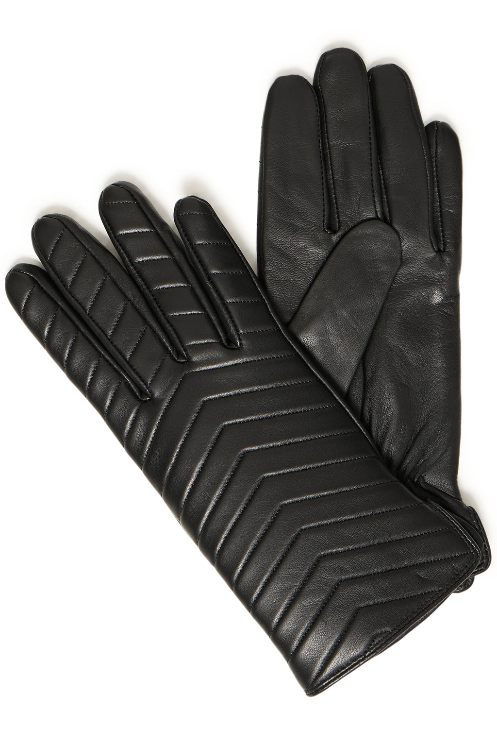 Fransa Suni Chevron Stitching Leather Gloves