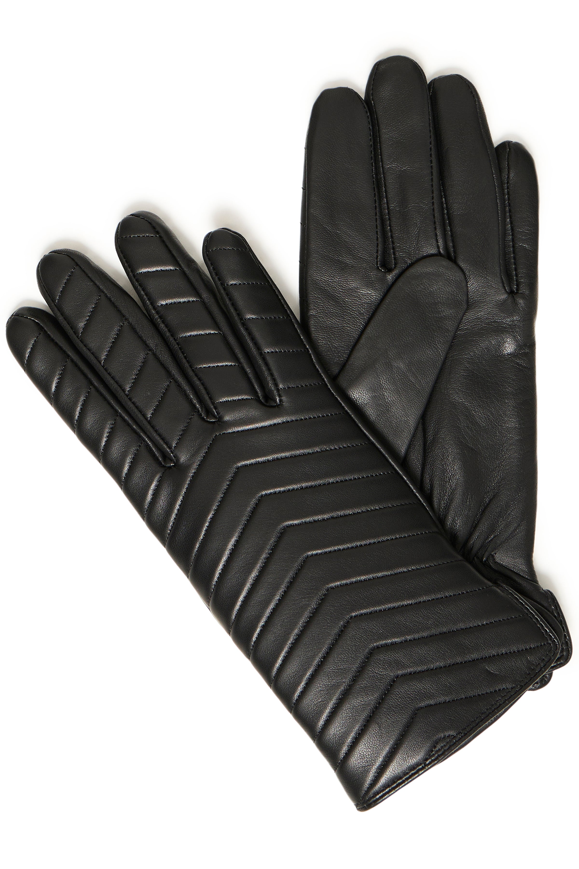 Fransa Suni Chevron Stitching Leather Gloves