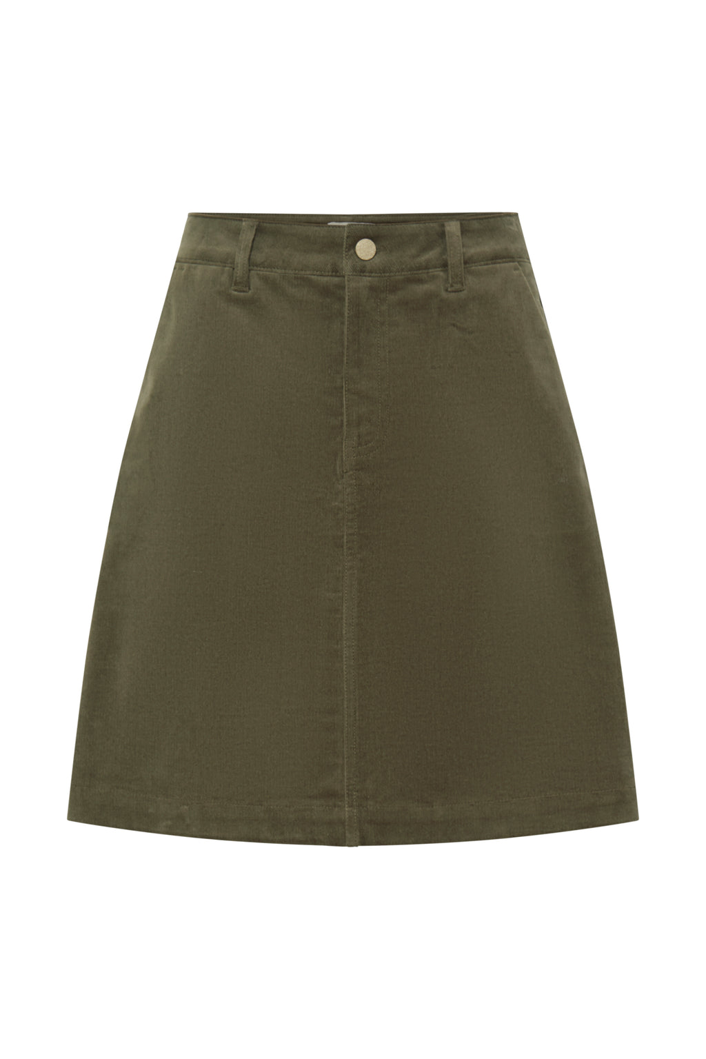 Fransa Tean Cord Knee Length Skirt – Olive