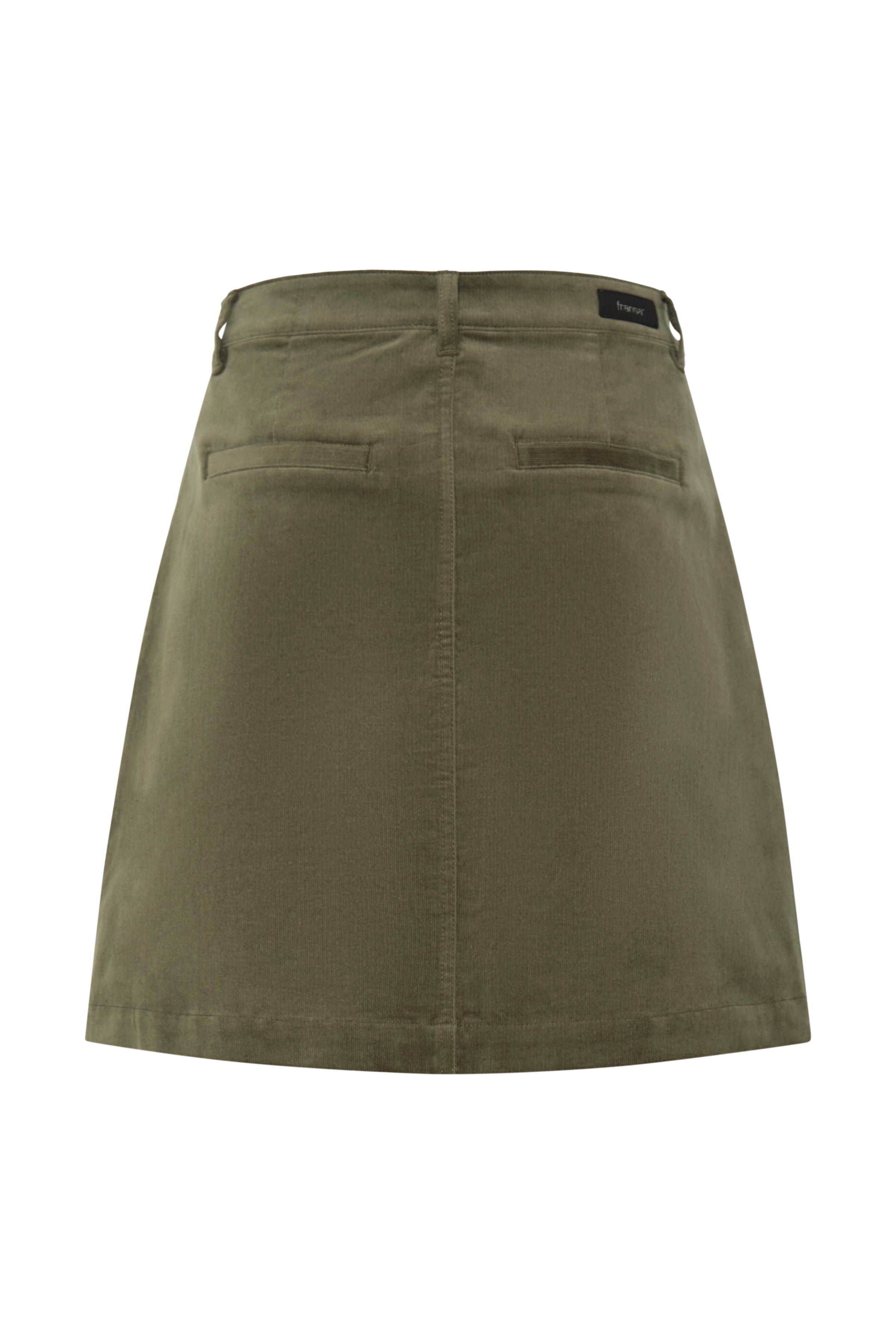 Fransa Tean Cord Knee Length Skirt – Olive
