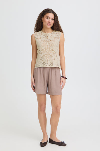 Fransa Prim Crochet Lace Sleeveless Top