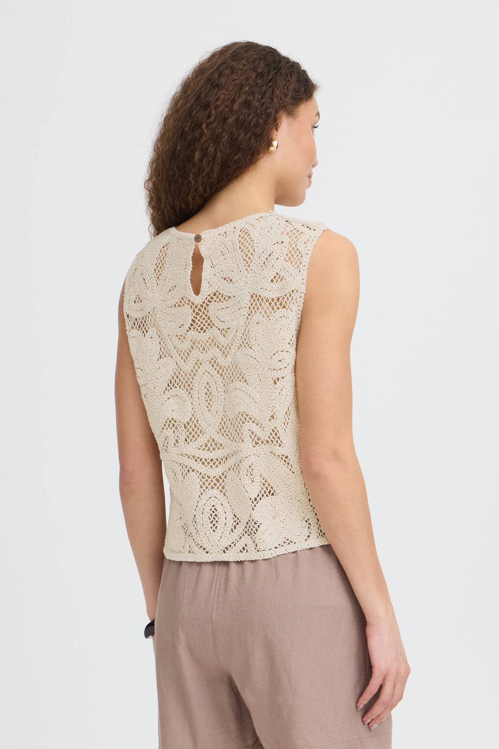 Fransa Prim Crochet Lace Sleeveless Top