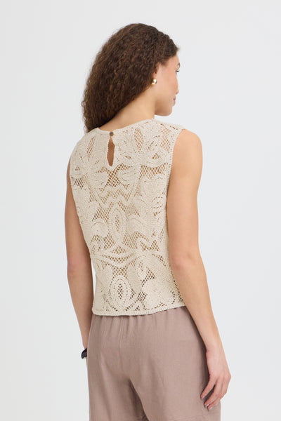 Fransa Prim Crochet Lace Sleeveless Top