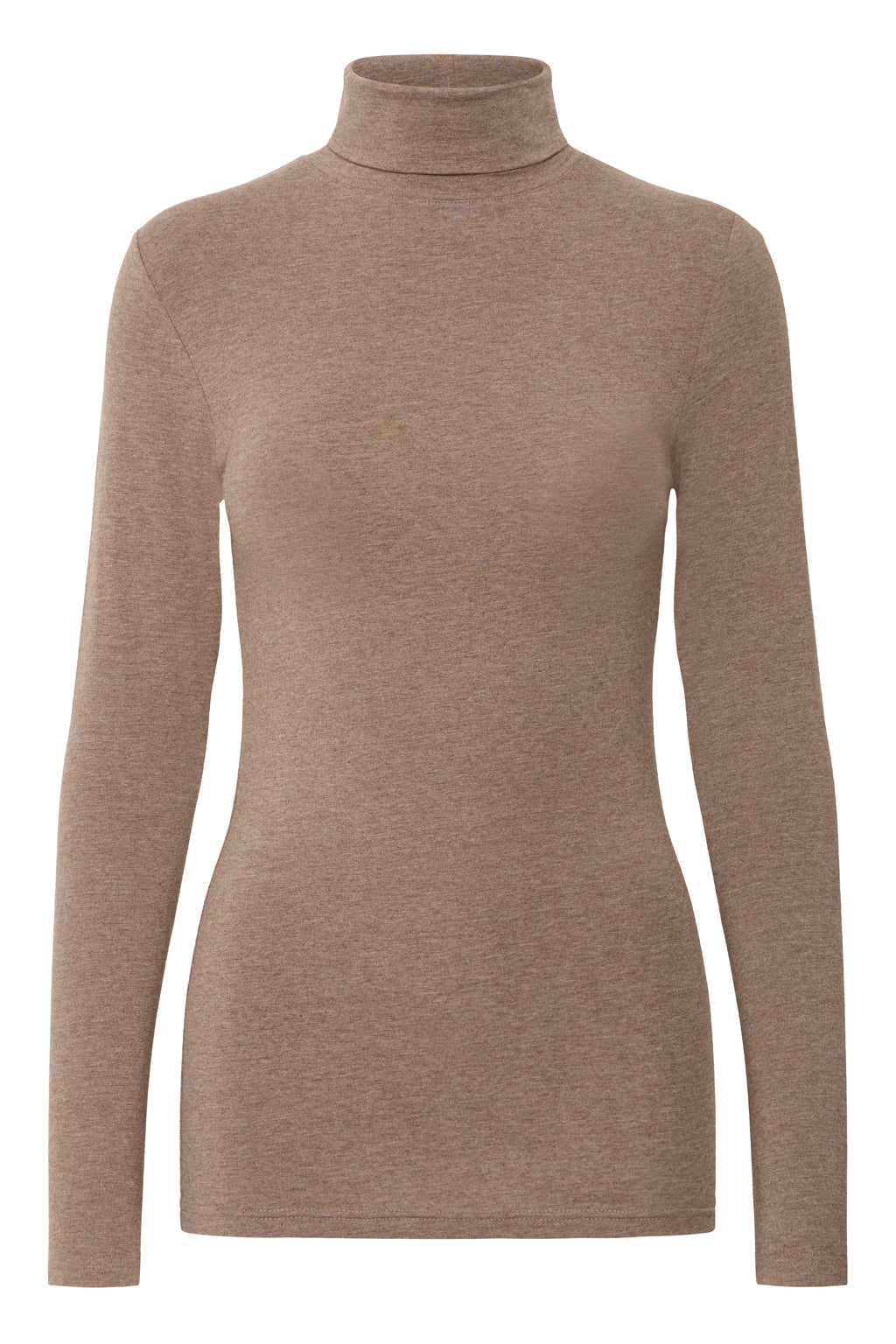 B.Young Pamila Long Sleeve Roll Neck Top - Walnut Taupe