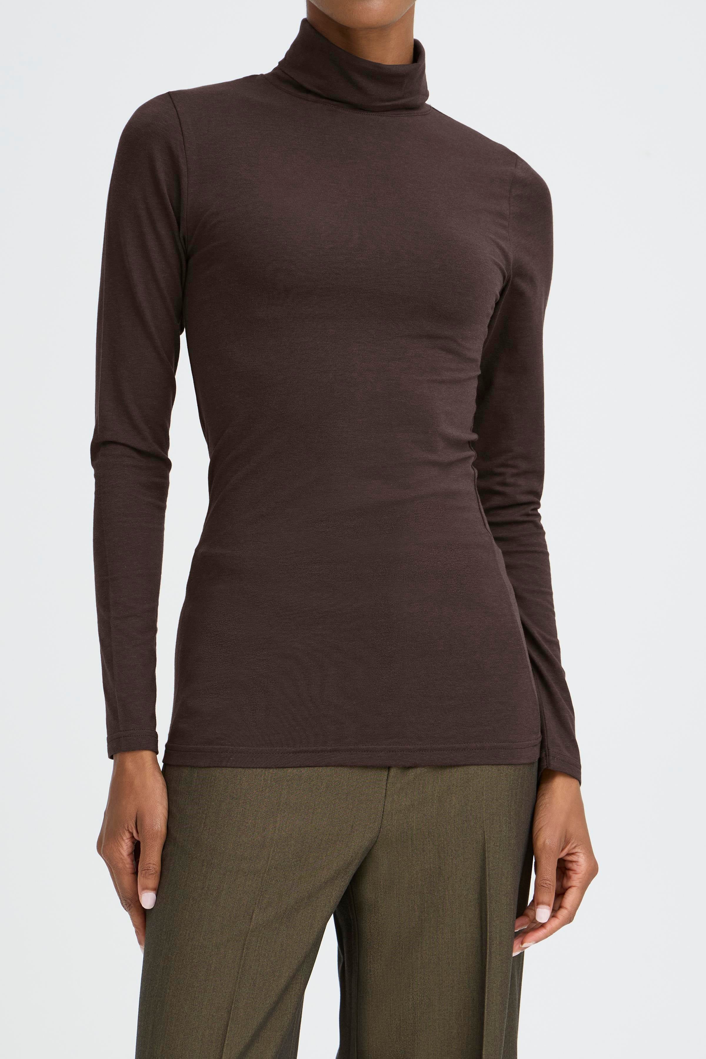 B.Young Pamila Roll Neck Top – Chocolate