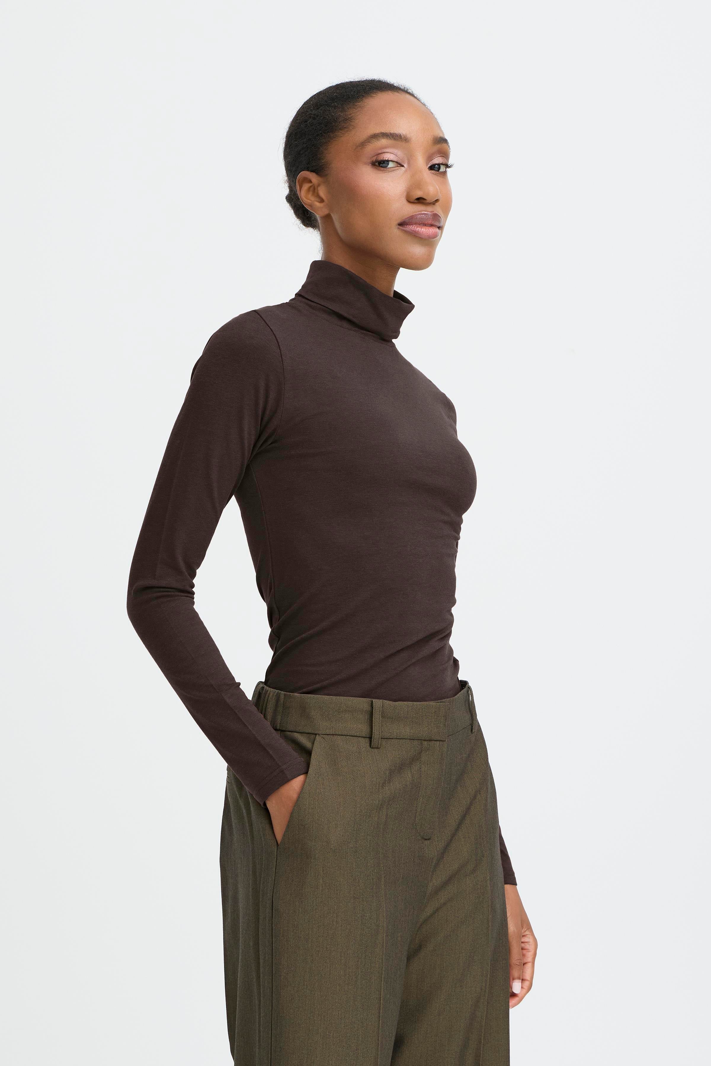 B.Young Pamila Roll Neck Top – Chocolate