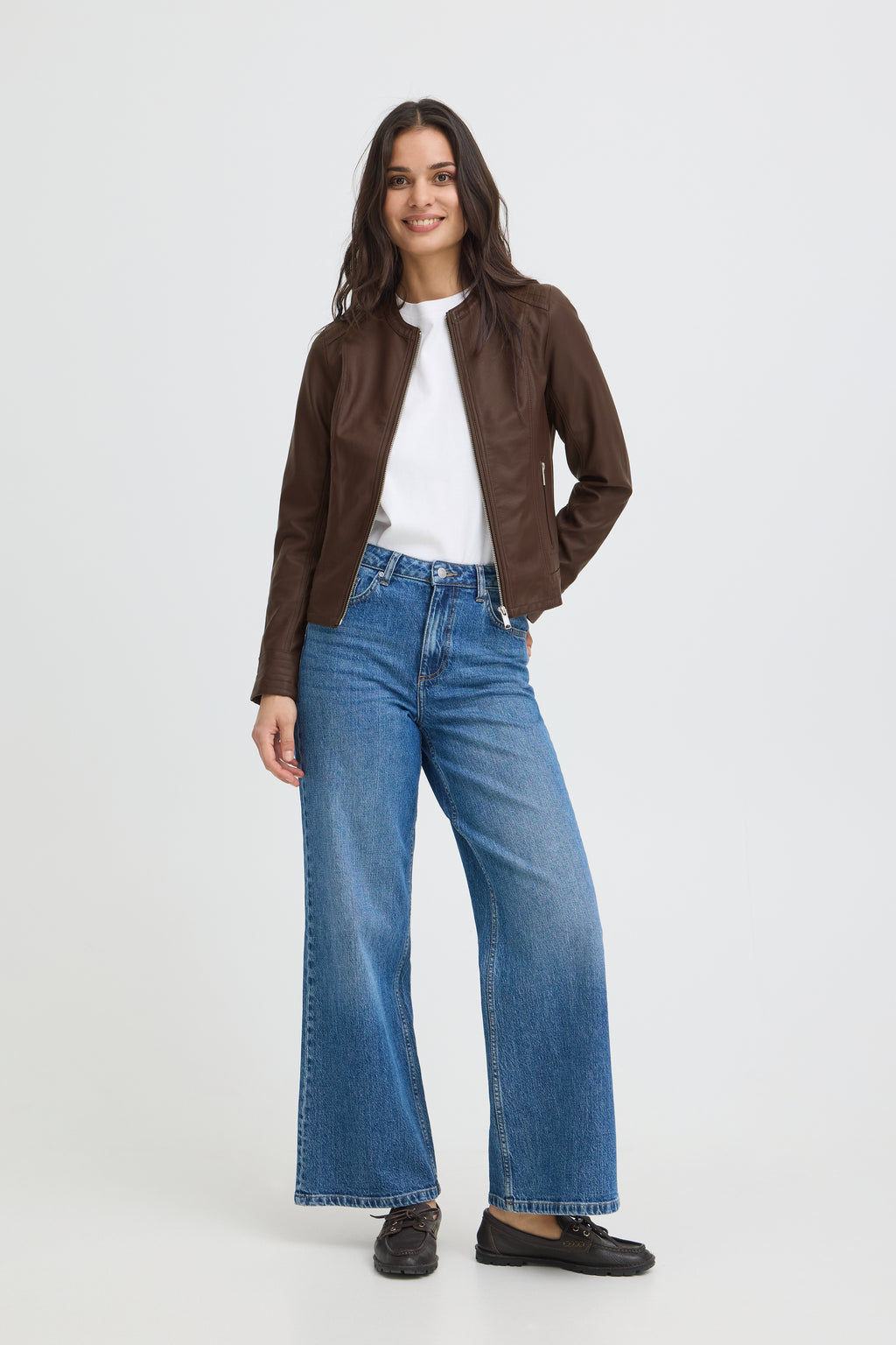 B.Young Acom Faux Leather Biker Jacket - Chocolate