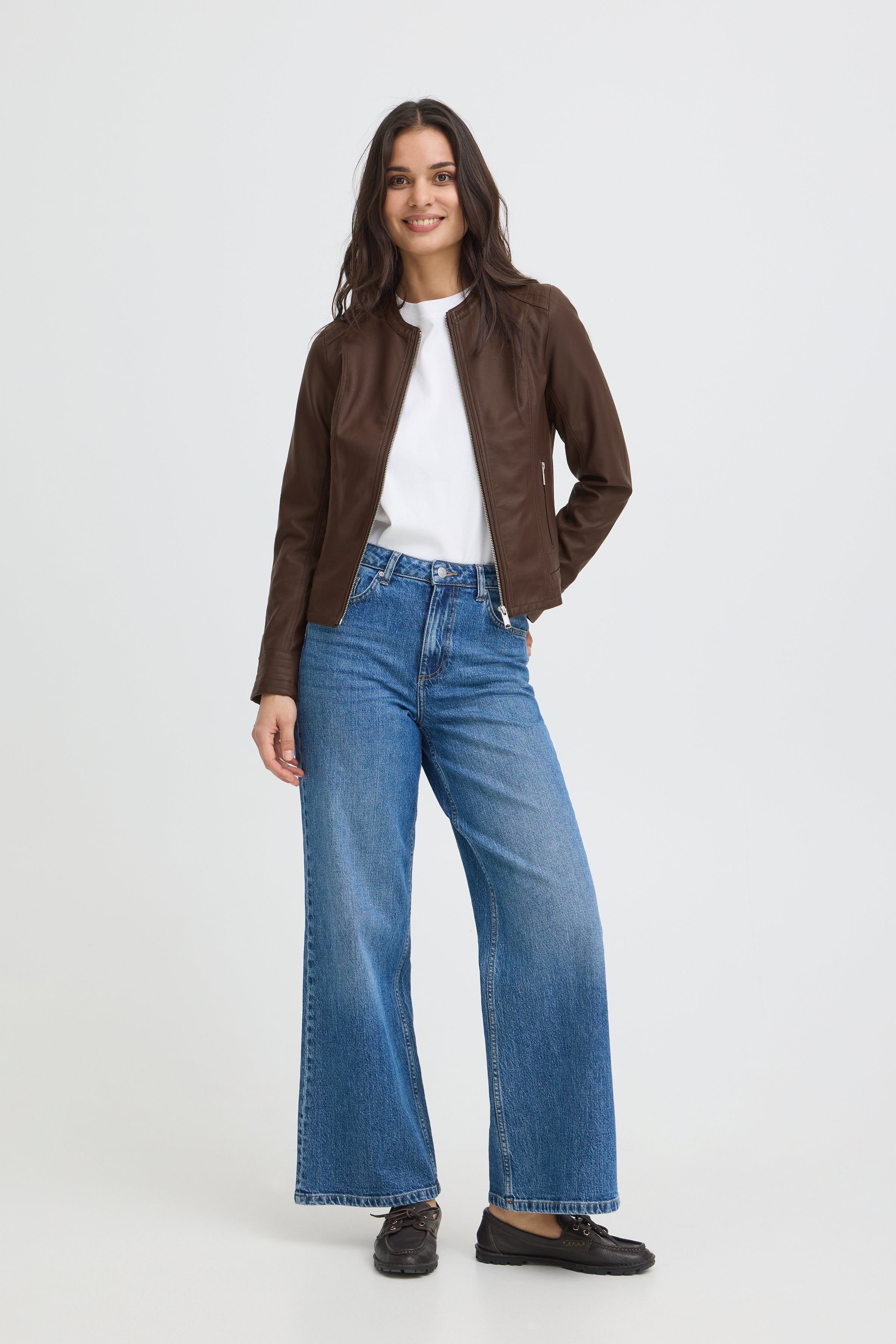 B.Young Acom Faux Leather Biker Jacket - Chocolate