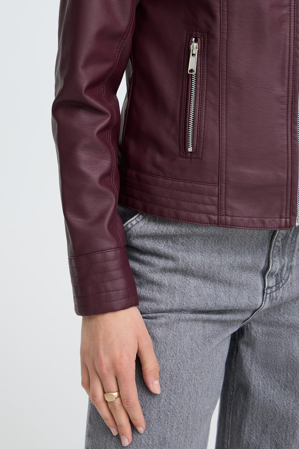 B.Young Acom Faux Leather Biker Jacket - Fig