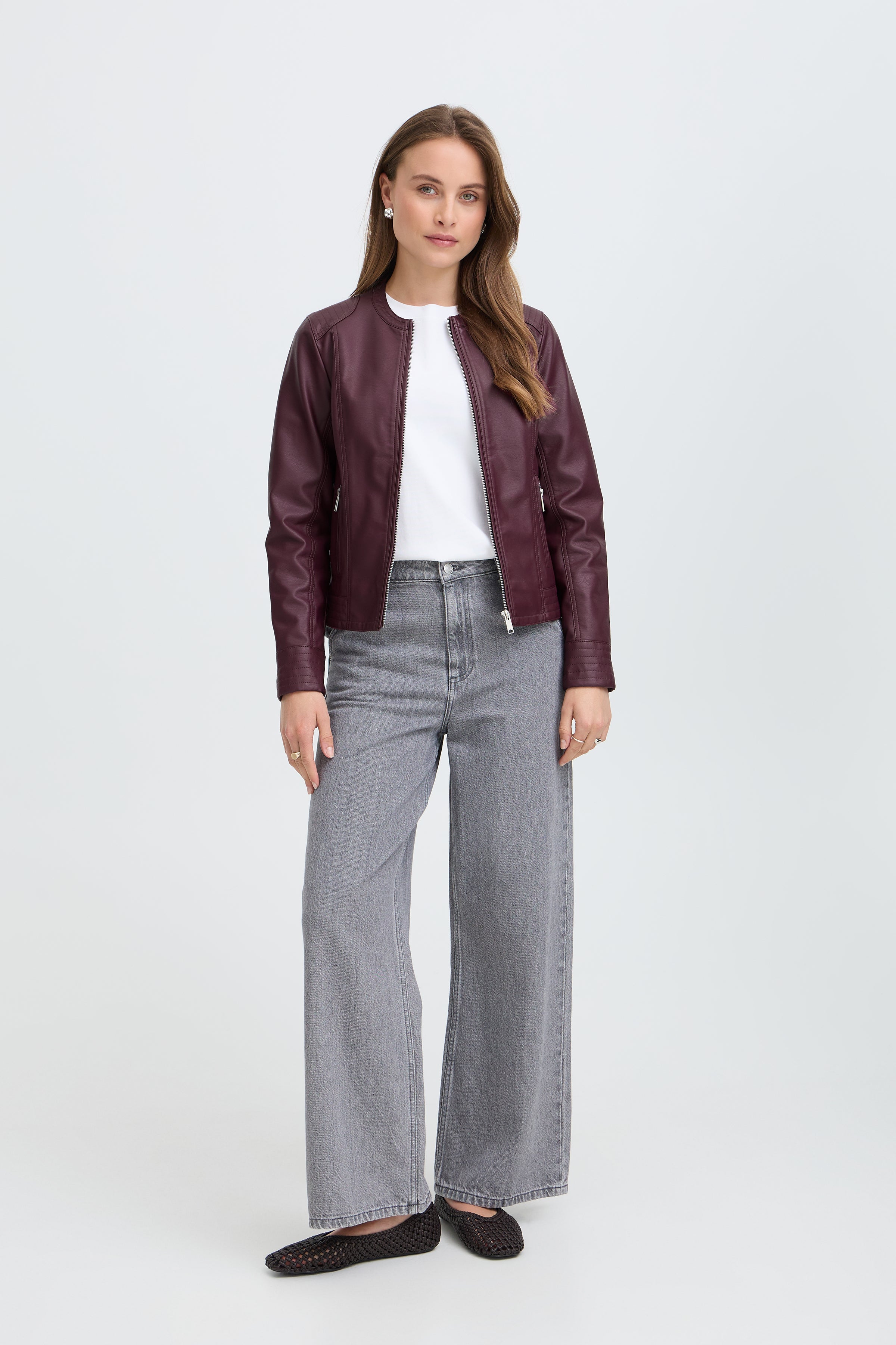 B.Young Acom Faux Leather Biker Jacket - Fig