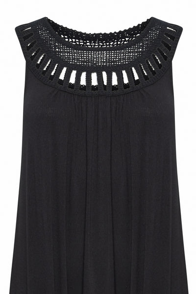 B.Young Pipa Crochet Neck Sleeveless Maxi Dress