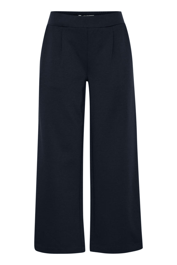 B.Young RIZETTA Wide Short Leg Trousers – Navy