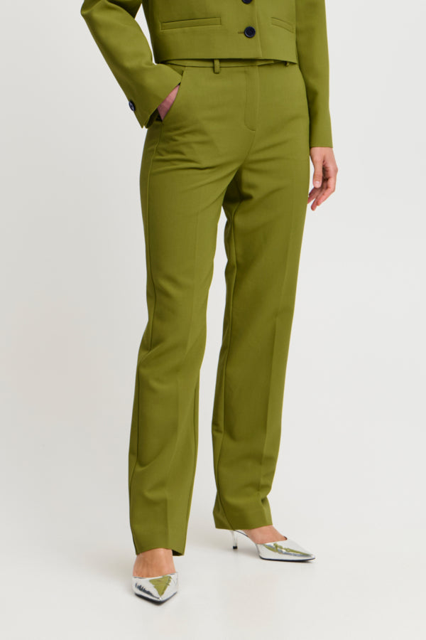 B.Young Denoa Slim Leg Trousers - Green