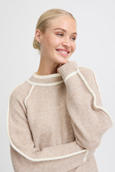 B.Young Ninna Contrast Piping High Neck Jumper