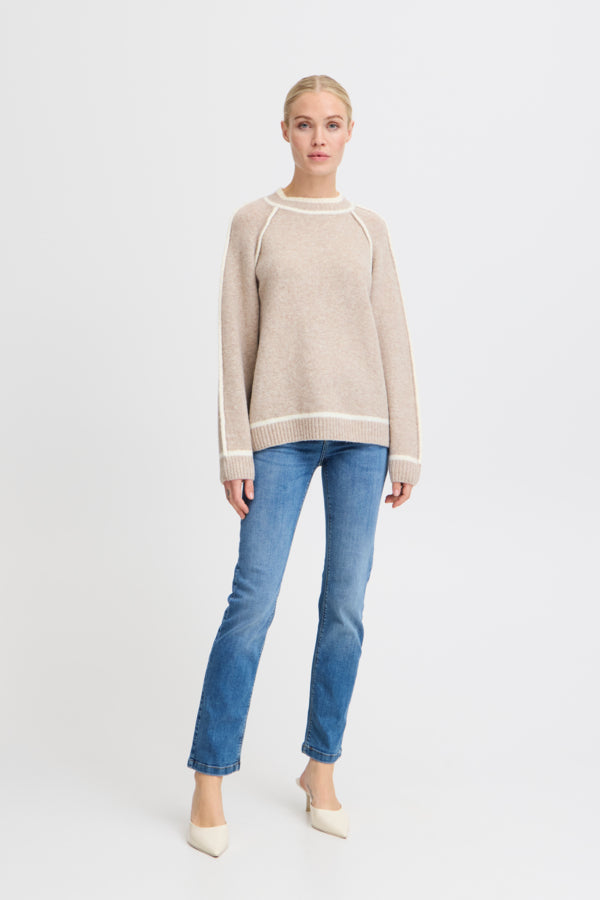 B.Young Ninna Contrast Piping High Neck Jumper