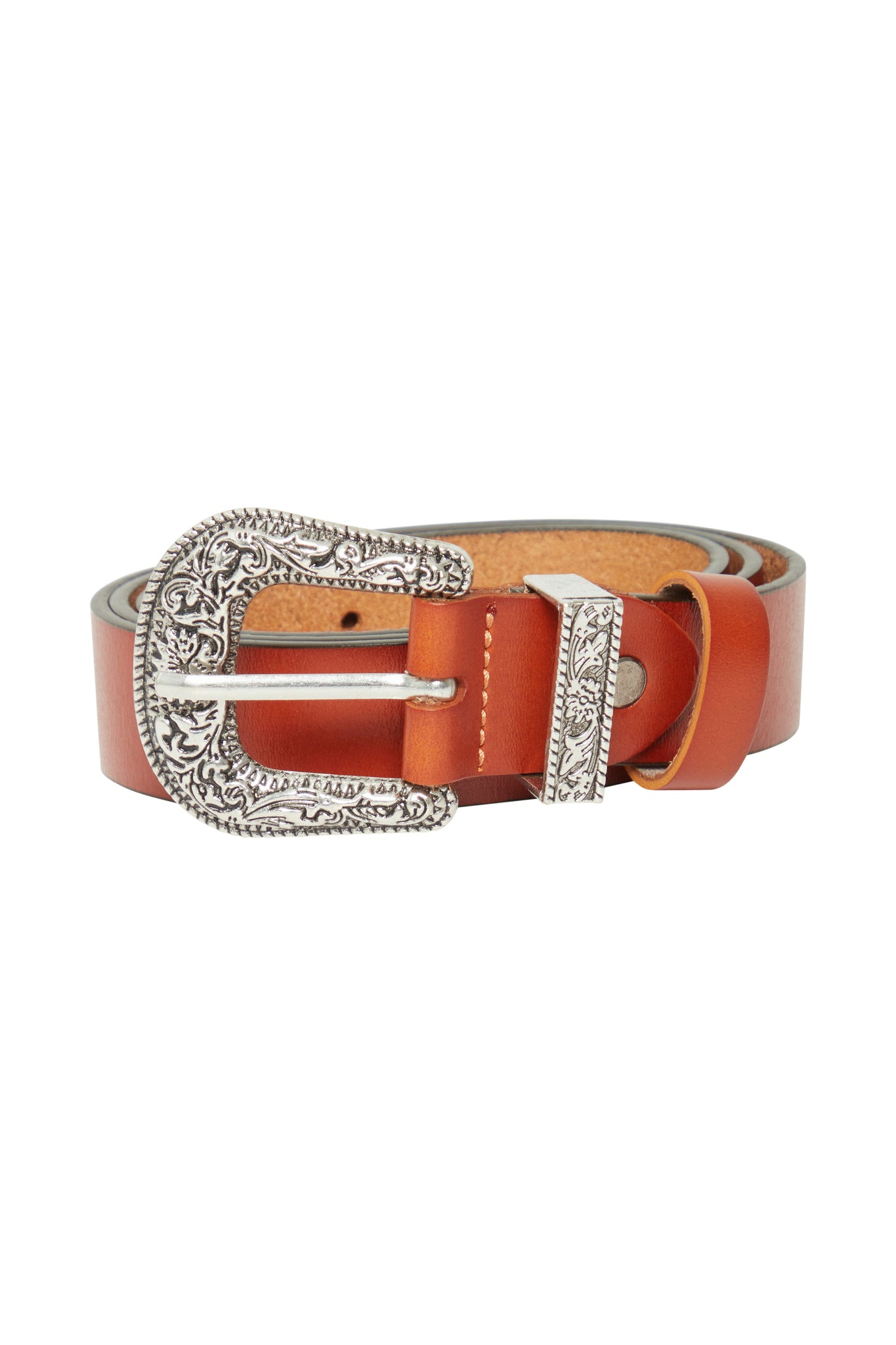 CTM Leather Western Belt - Floral Embossed, 1 3/8" Wide, Removable Buckle, Size 38, Red