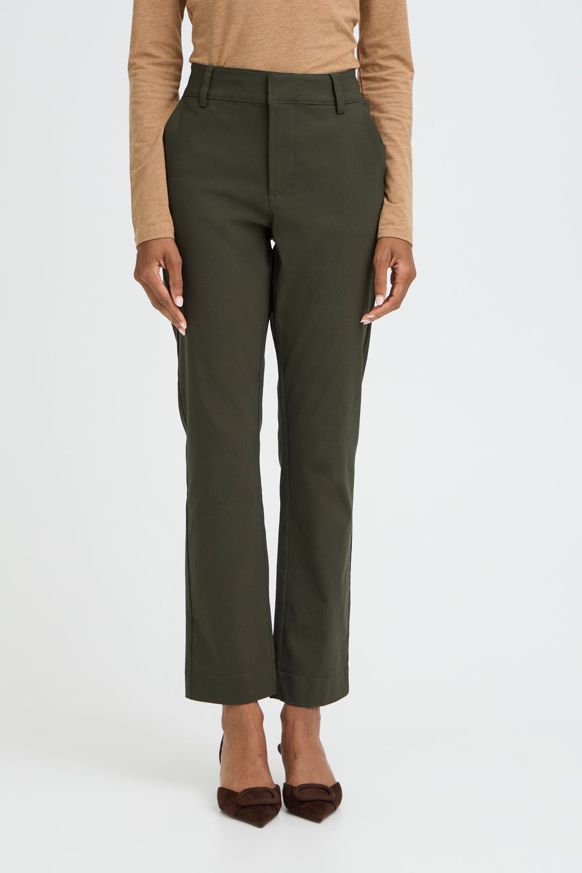 B.Young Dixi Straight Leg Trousers - Green