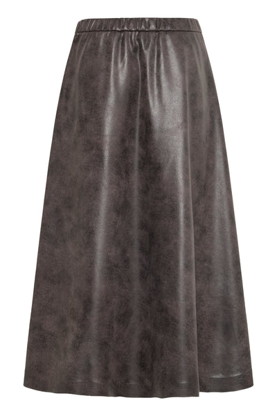 B.Young Dimion Faux Leather Midi Skirt