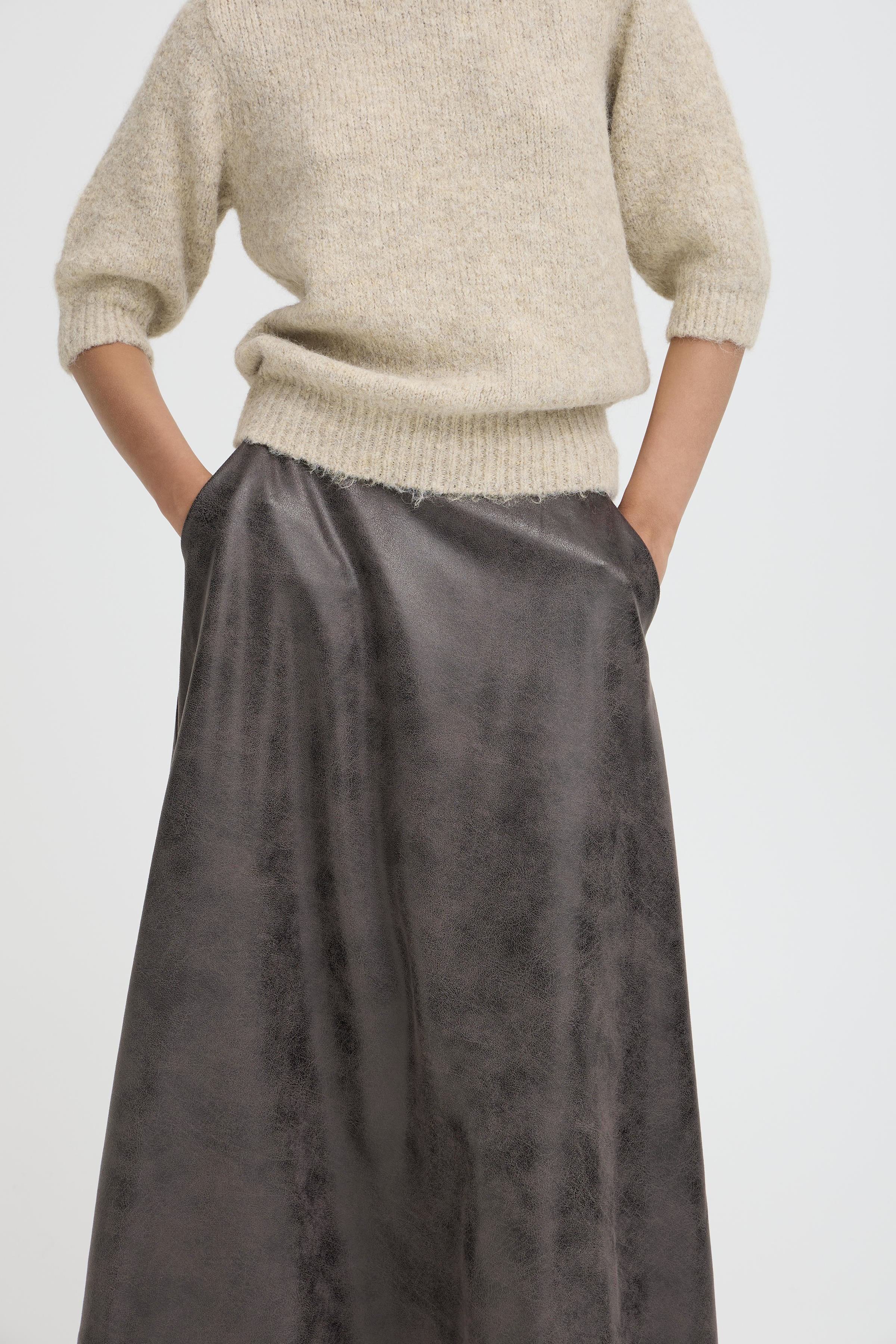B.Young Dimion Faux Leather Midi Skirt
