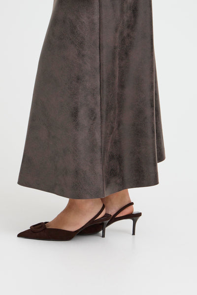 B.Young Dimion Faux Leather Midi Skirt