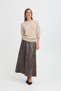B.Young Dimion Faux Leather Midi Skirt