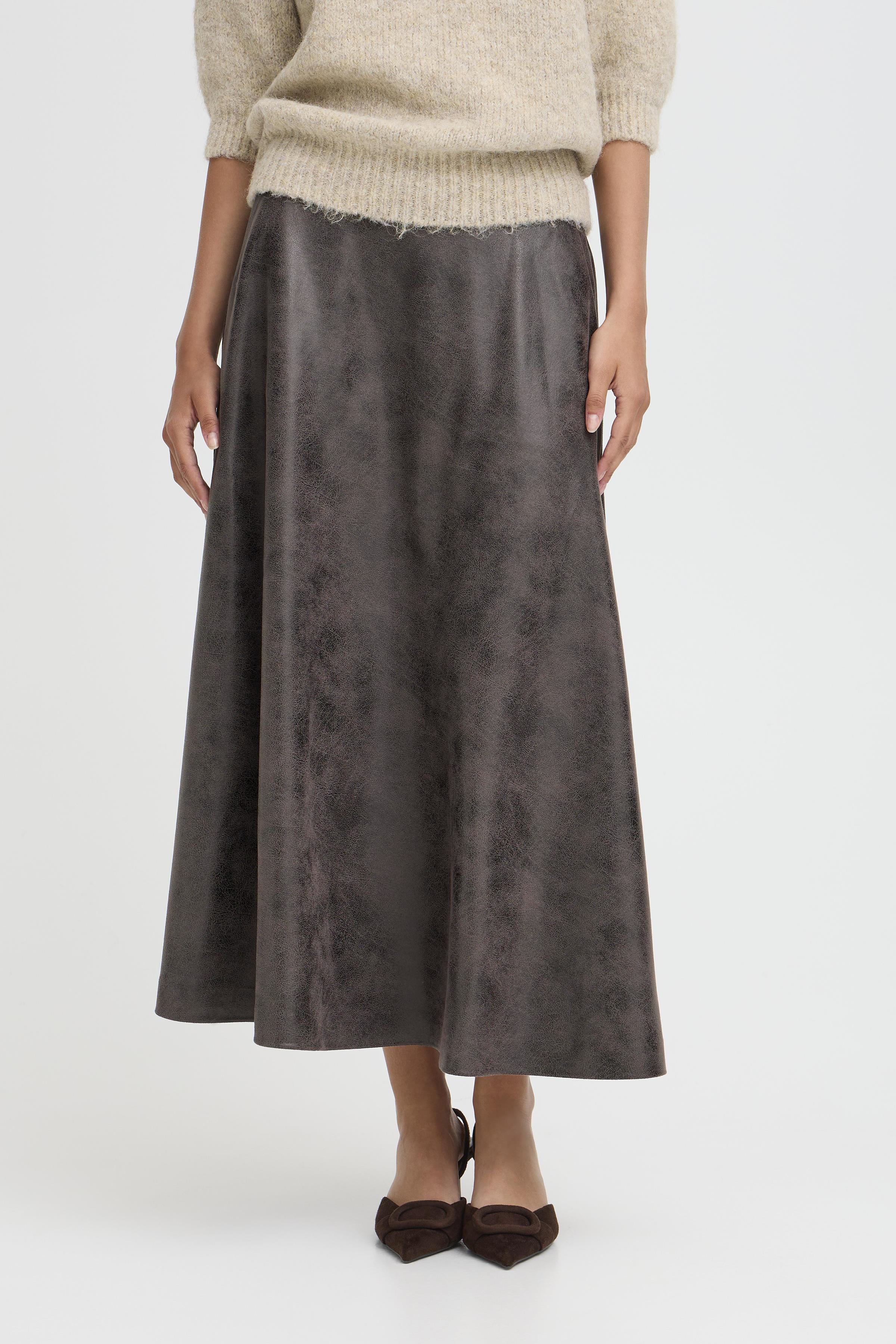 B.Young Dimion Faux Leather Midi Skirt