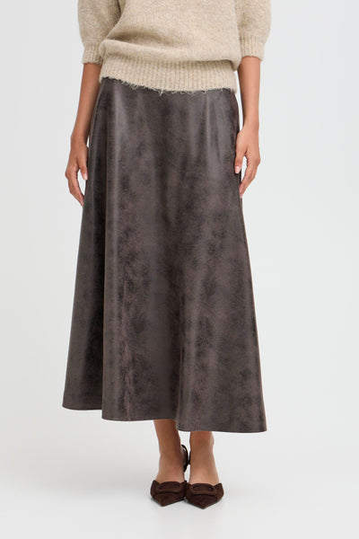 B.Young Dimion Faux Leather Midi Skirt