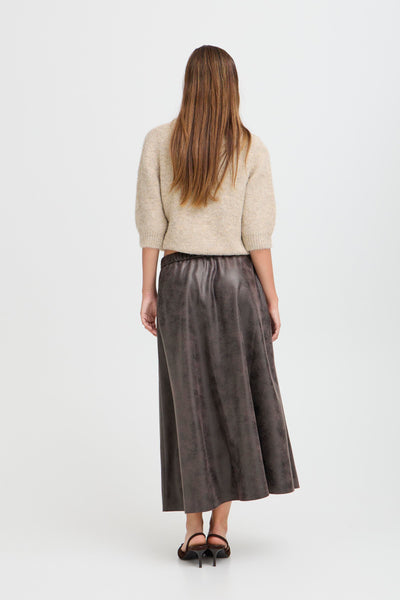 B.Young Dimion Faux Leather Midi Skirt