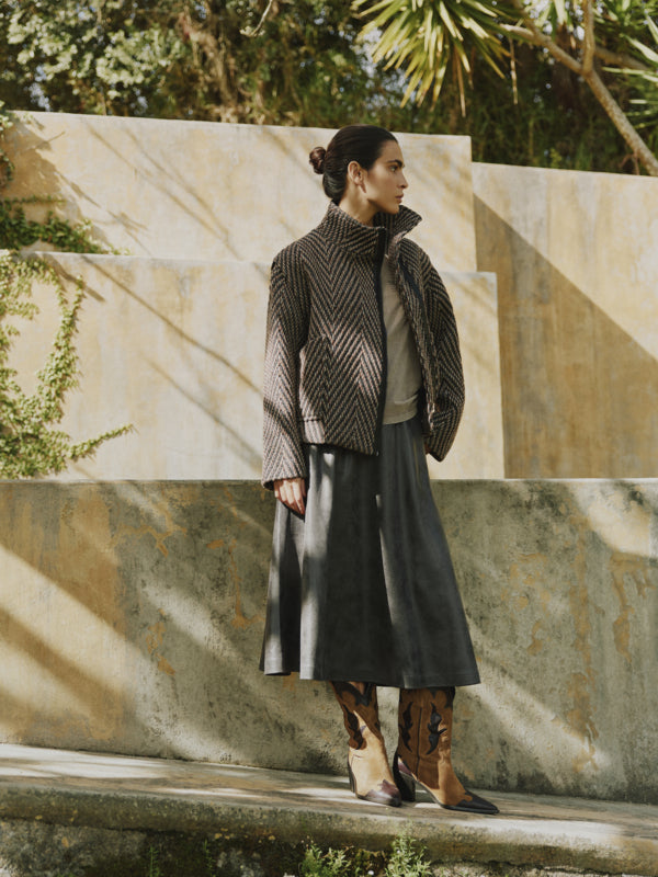 B.Young Dimion Faux Leather Midi Skirt