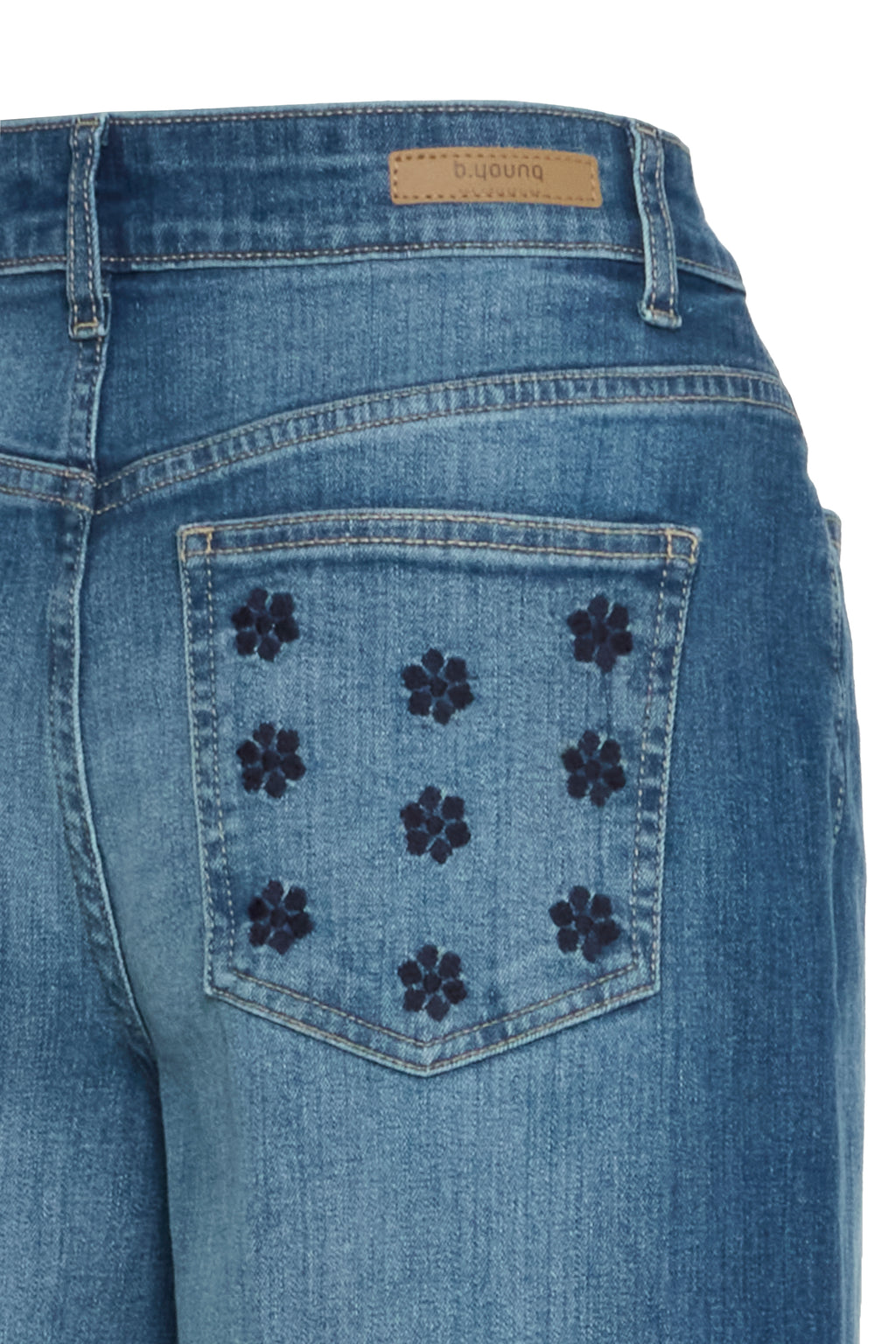 B.Young Komma Embroidered Pocket Wide Leg Jeans