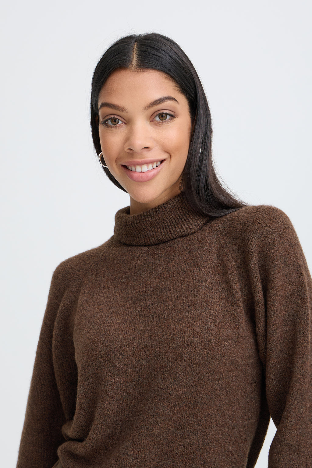B.Young Monna Roll Neck Jumper - Brown Melange