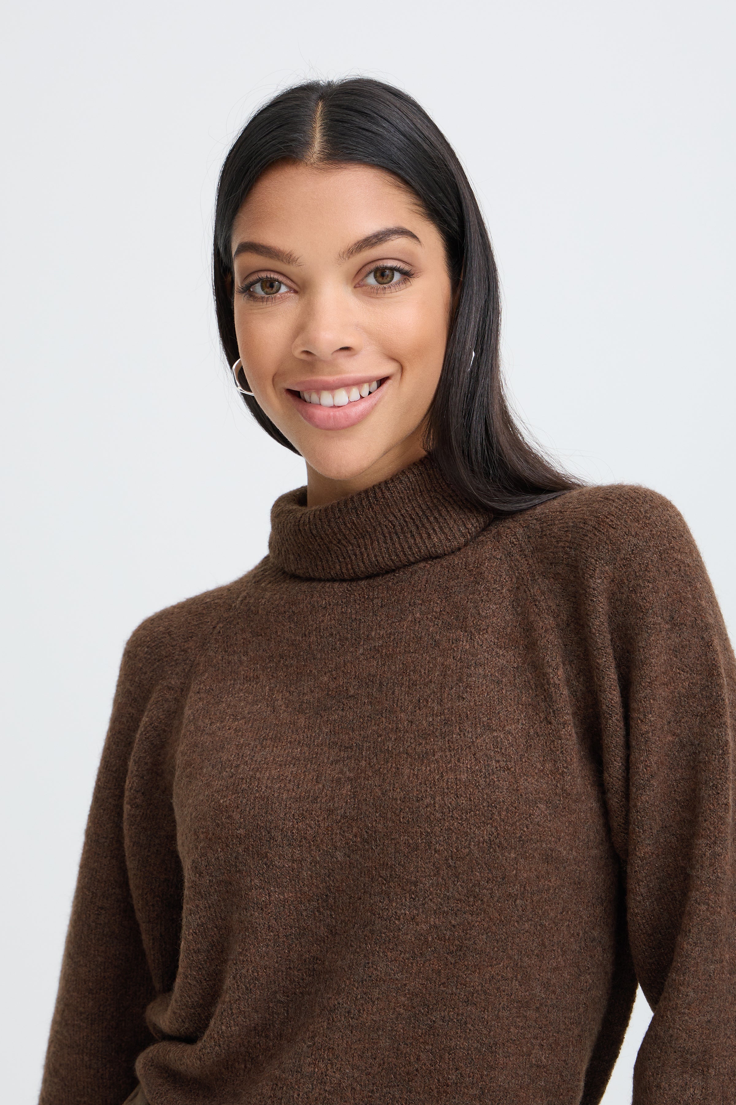 B.Young Monna Roll Neck Jumper - Brown Melange