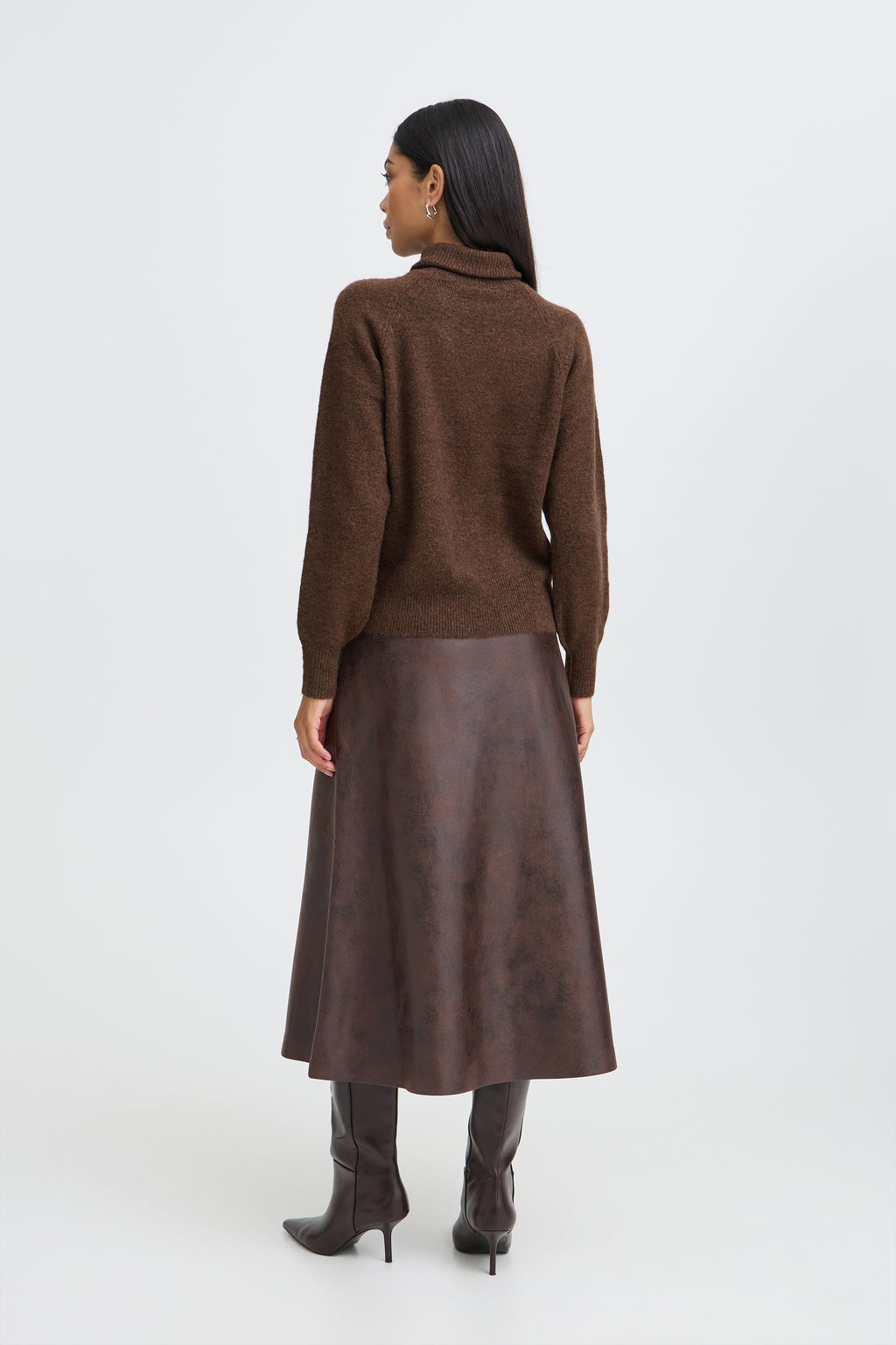 B.Young Monna Roll Neck Jumper - Brown Melange