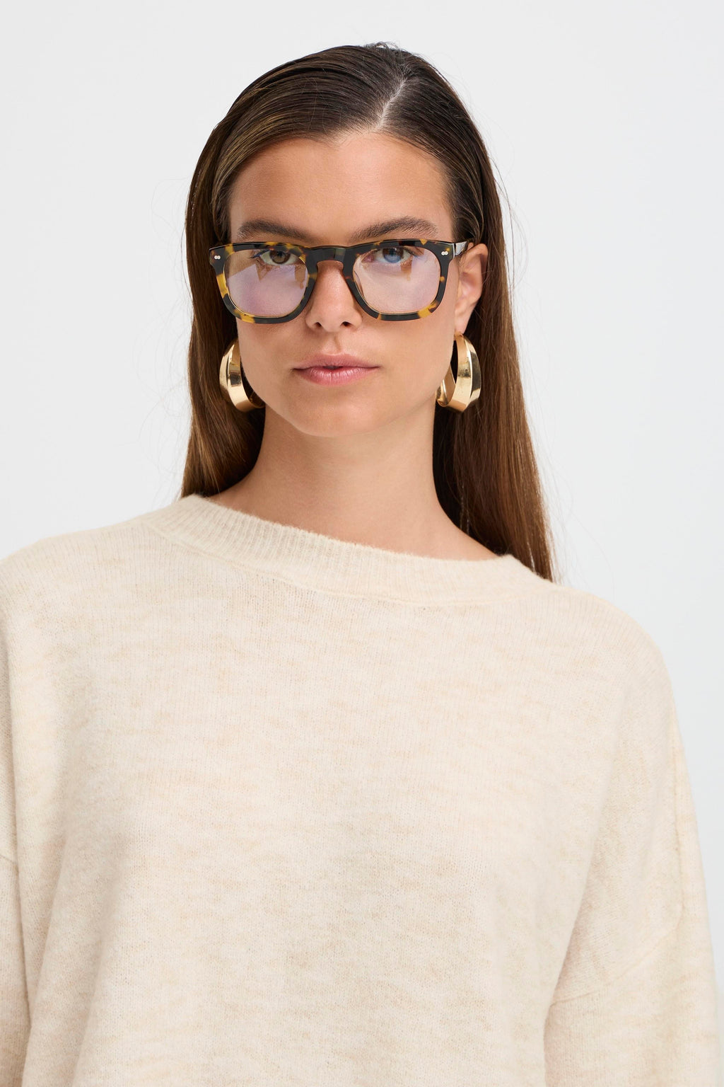 B.Young Monna Round Neck Soft Jumper- Cream Melange